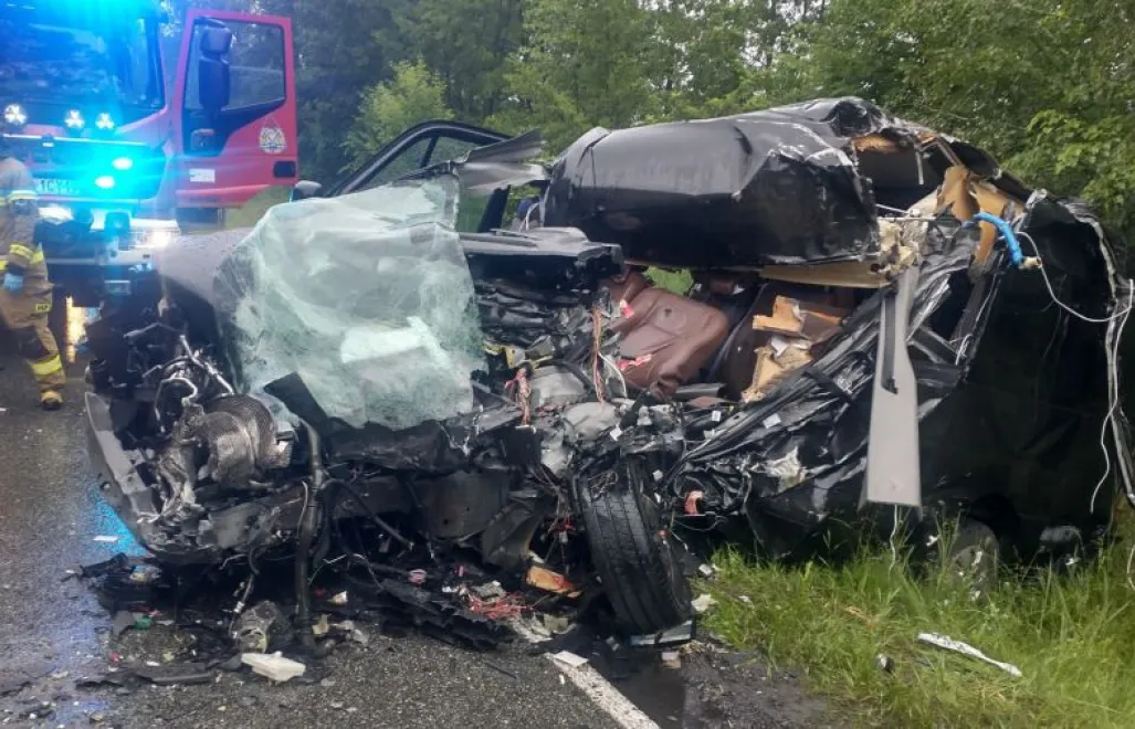 Zdjęcie z miejsca wypadku Fot. PSP Łowicz