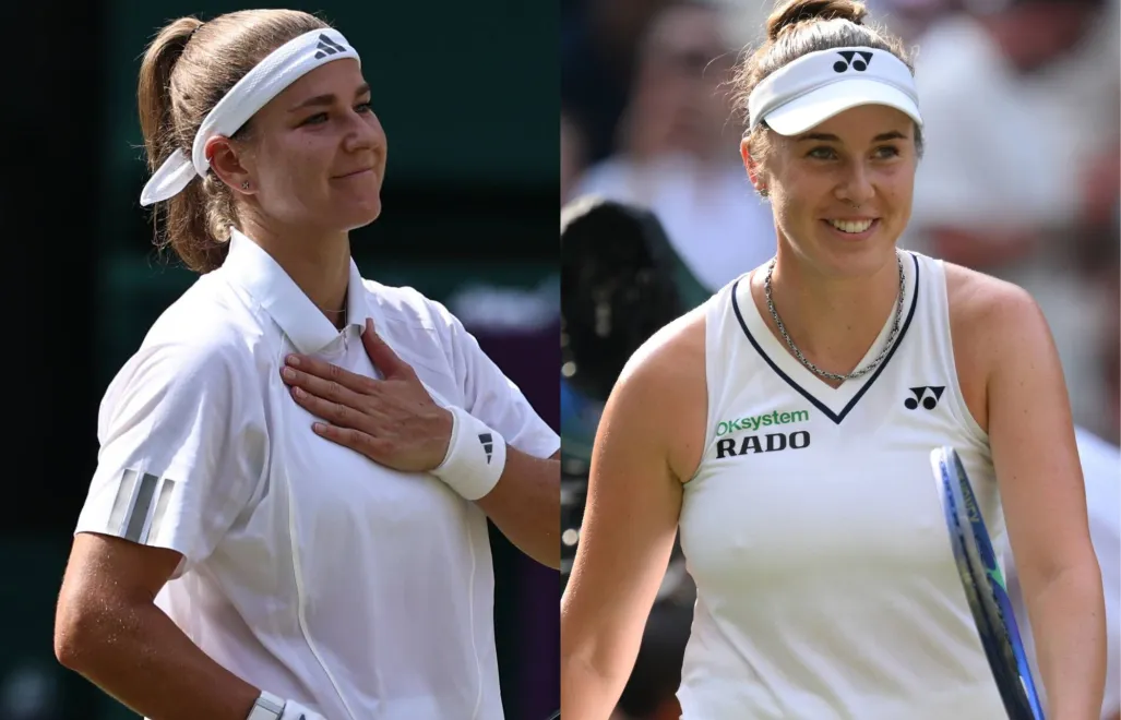 Karolina Muchova; Linda Noskova. Fot. PAP/EPA/NEIL HALL/DANIEL HAMBURY