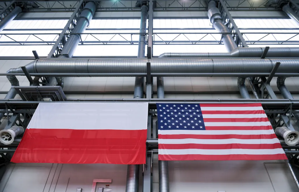 USA and Polish flags. Photo: PAP/Jakub Kaczmarczyk