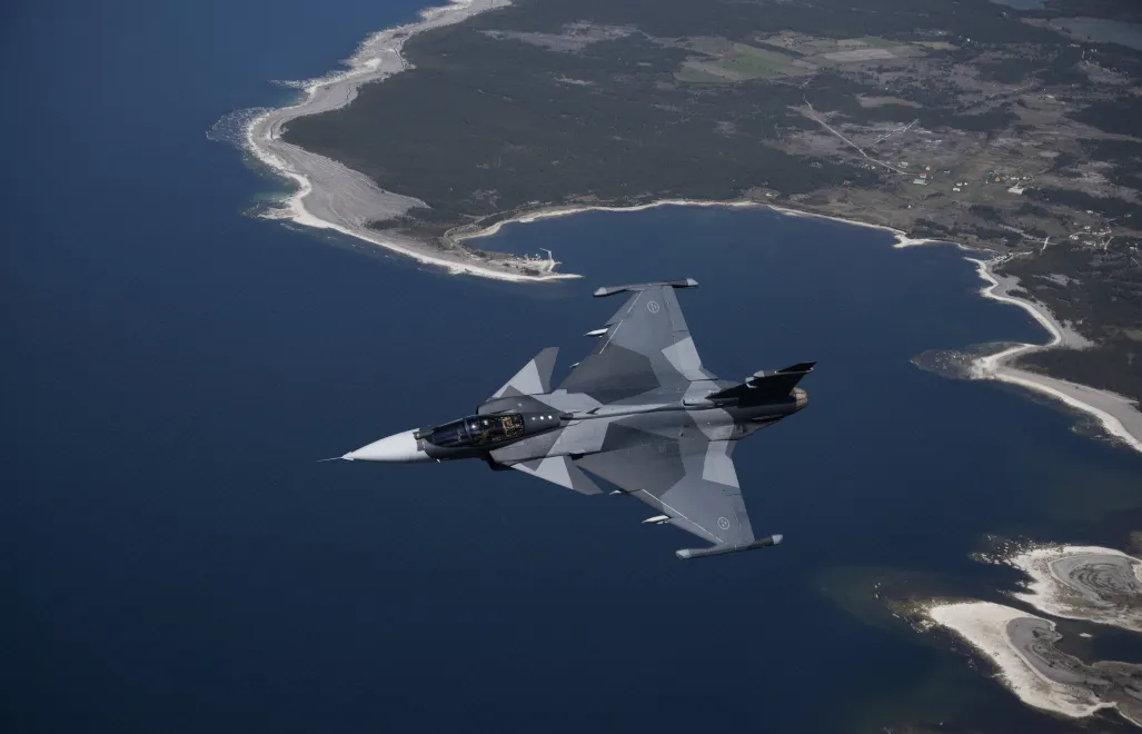 Samolot Gripen E. Fot. PAP/EPA/HENRIK MONTGOMERY 