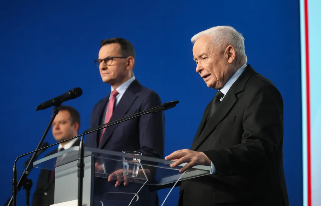 Jarosław Kaczyński, Mateusz Morawiecki, Rafał Bochenek Fot. PAP/Leszek Szymański
