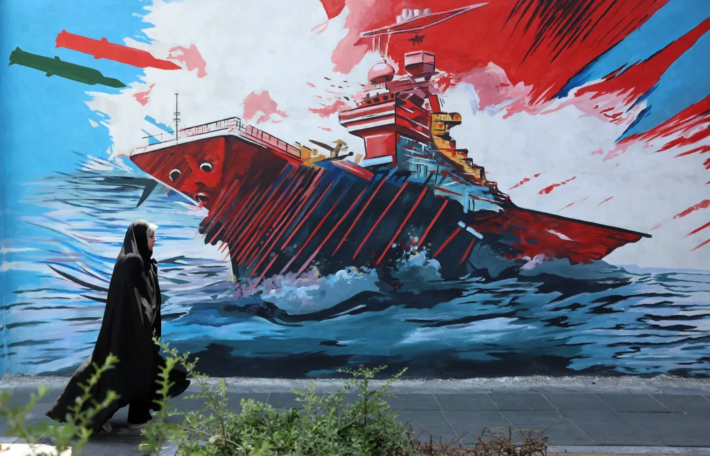 Mural antyamerykański w Iranie. Foto. PAP/ EPA/ABEDIN TAHERKENAREH 