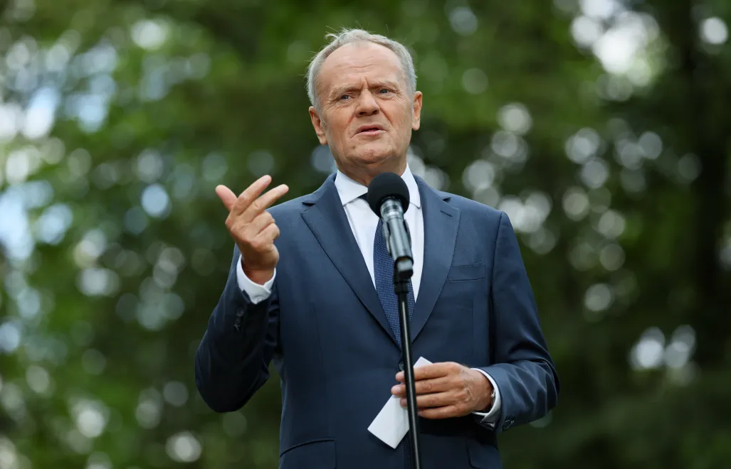 Premier Donald Tusk podczas konferencji prasowej w Kancelarii Prezesa Rady Ministrów w Warszawie. Fot. PAP/Leszek Szymański