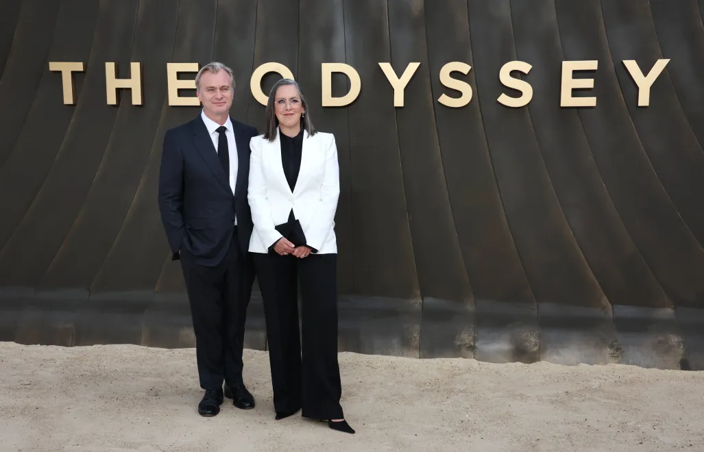 Reżyser „Odysei” Christopher Nolan i producentka filmowa Emma Thomas. Fot. PAP/EPA/ANDY RAIN