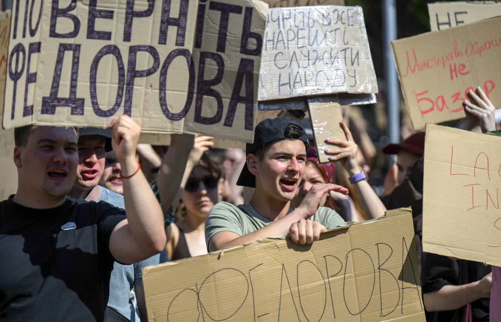 Протест против отставки Федорова. Fot. PAP/EPA/MAXYM MARUSENKO