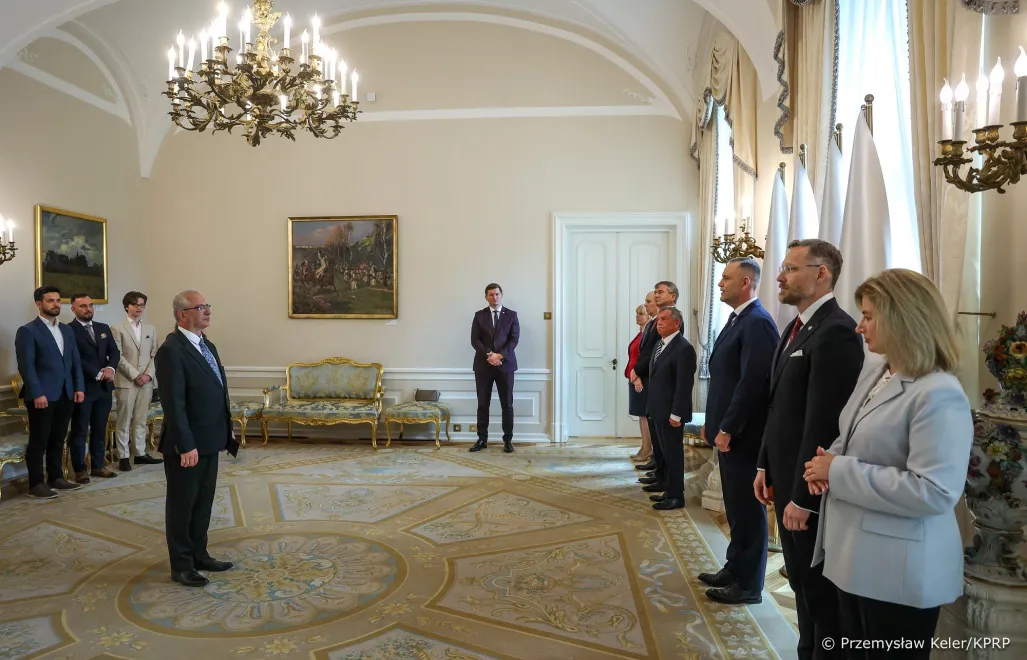 Prezydent Karol Nawrocki przyjął we wtorek ślubowanie od sędziego Trybunału Konstytucyjnego Sławomira Patyry. Fot. X/ Kancelaria Prezydenta RP