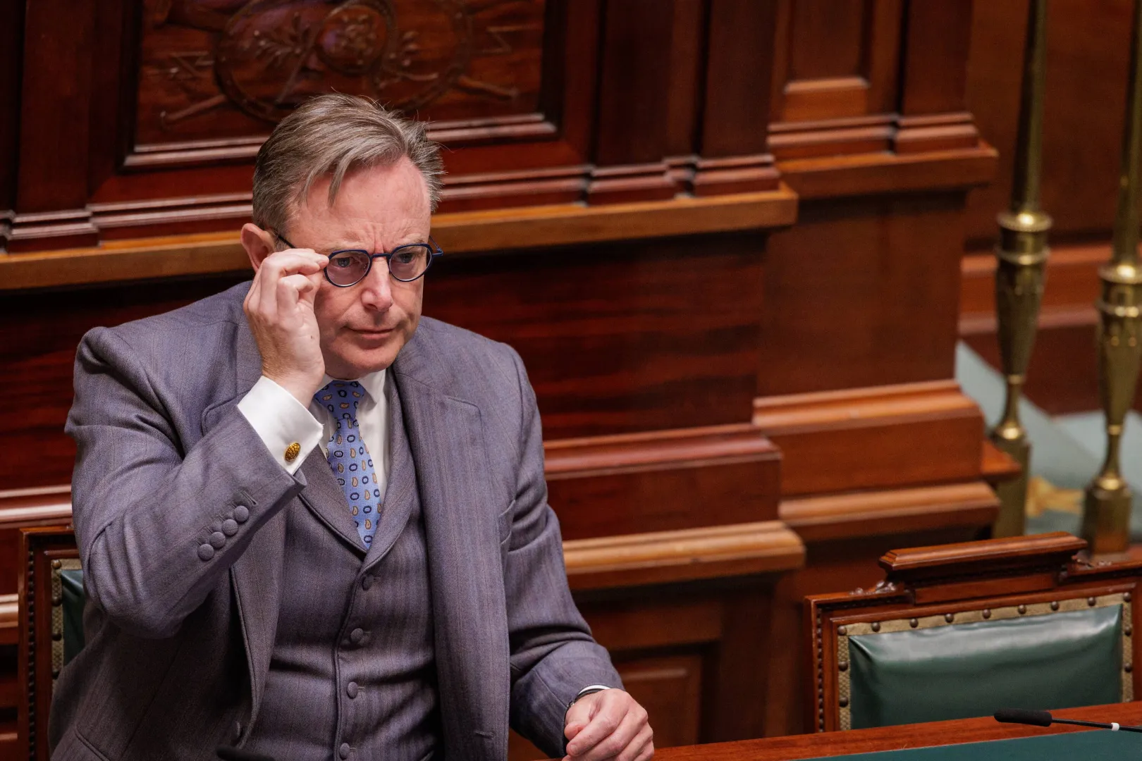 Премьер-министр Бельгии Барт де	Вевер. Fot. PAP/EPA/OLIVIER MATTHYS