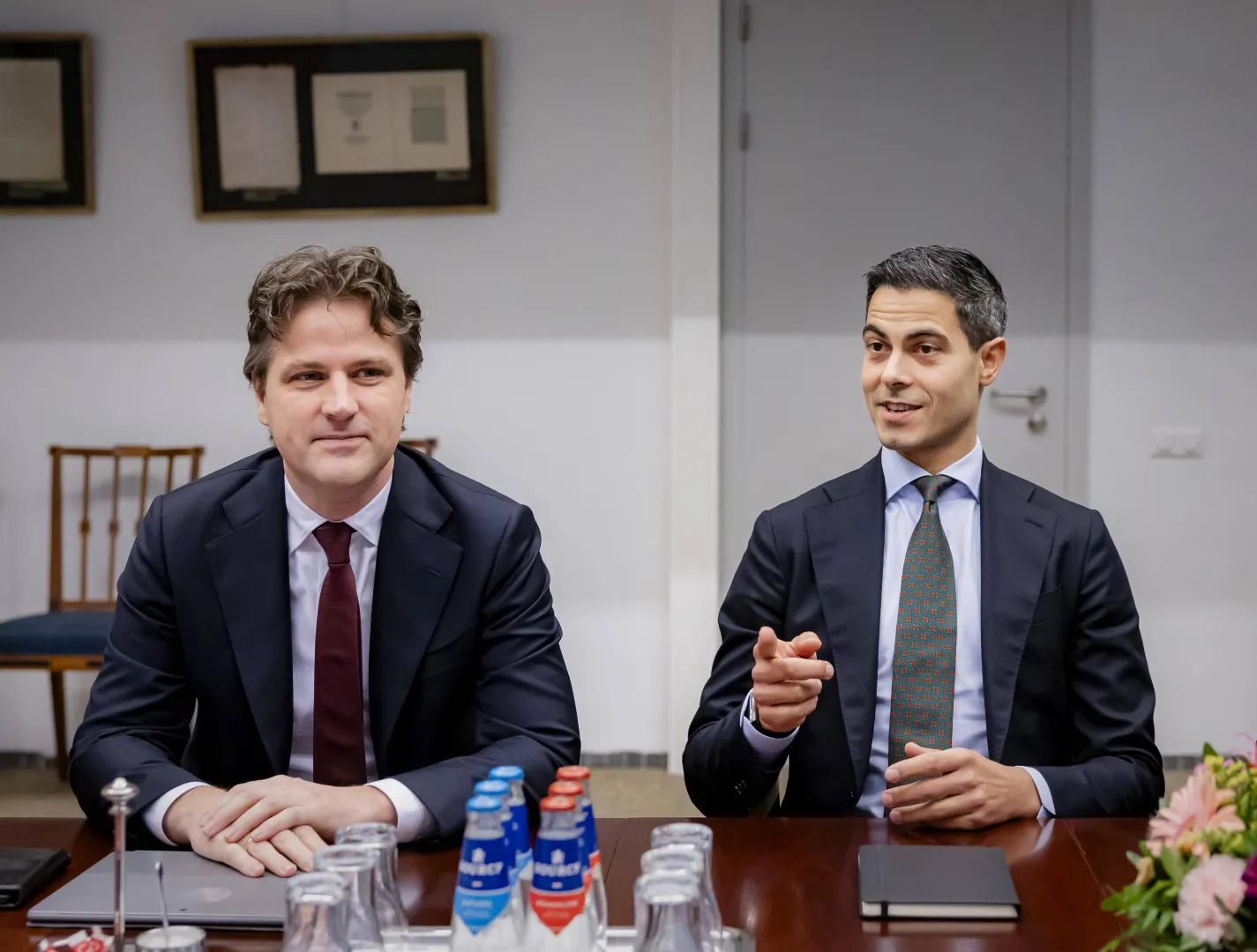 Lider CDA Henri Bontenbal i lider D66 Rob Jetten. Fot. PAP/EPA/SEM VAN DER WAL