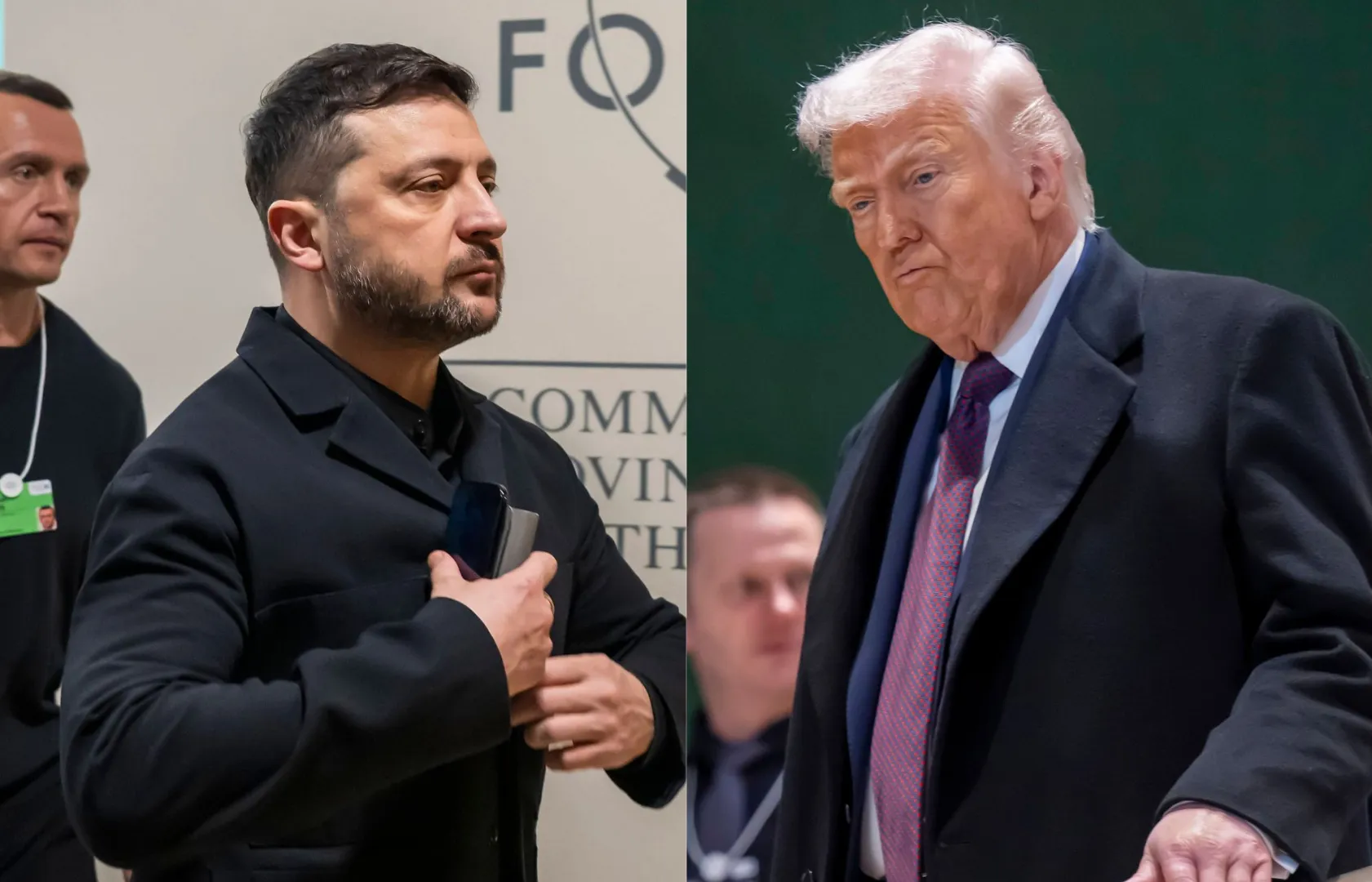 Prezydent Ukrainy Wołodymyr Zełenski i prezydent USA Donald Trump. Fot. PAP/EPA/	LAURENT GILLIERON