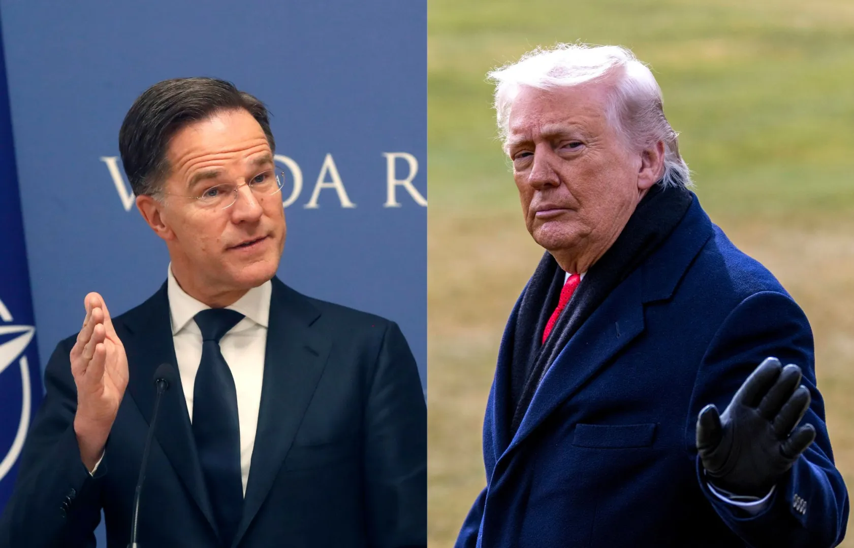 Mark Rutte; Donald Trump. Fot. PAP/EPA/ANTONIO BAT/SHAWN THEW