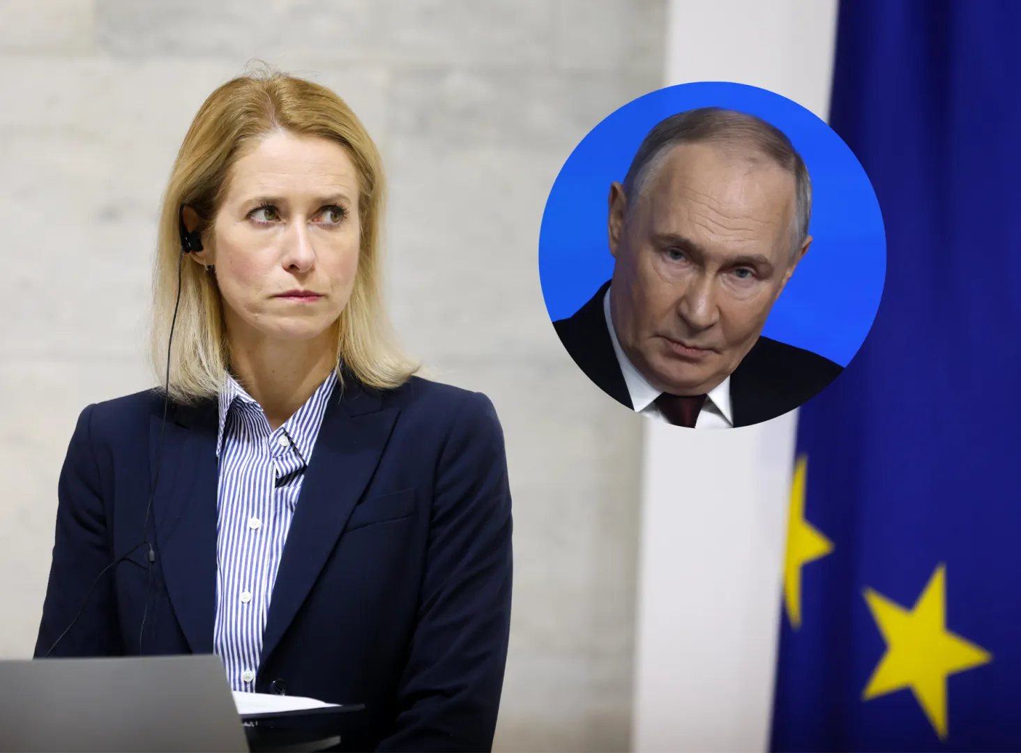 Kaja Kalla, Władimir Putin. Fot. PAP/Victor Kovalchuk/EPA/SERGEI ILNITSKY