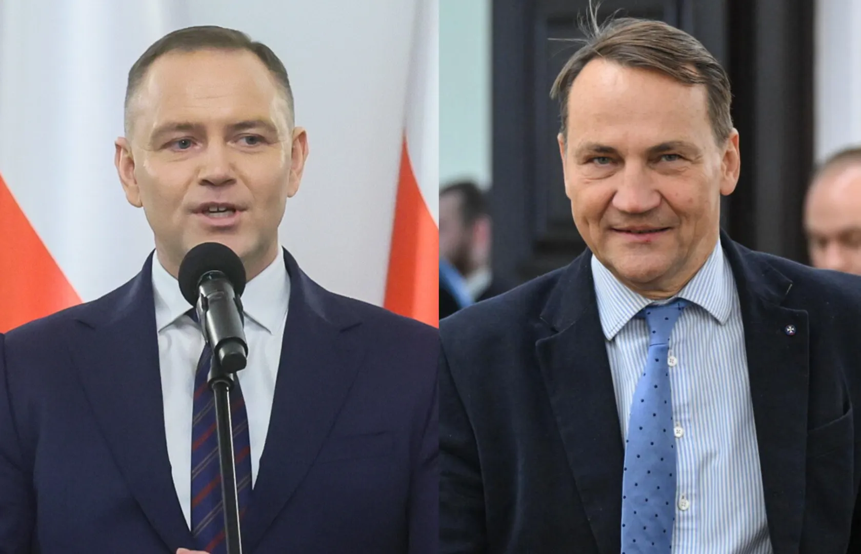 Prezydent Karol Nawrocki i szef MSZ Radosław Sikorski. Fot. PAP/Leszek Szymański/Radek Pietruszka