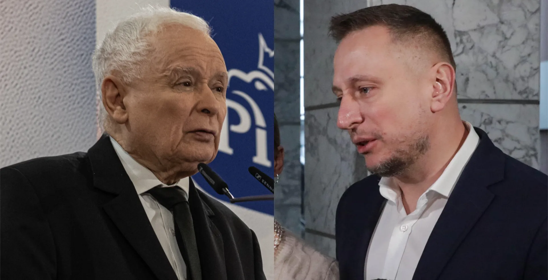 Prezes PiS Jarosław Kaczyński i europoseł KO Krzyszof Brejza. Fot. PAP/Art Service/Tomasz Gzell
