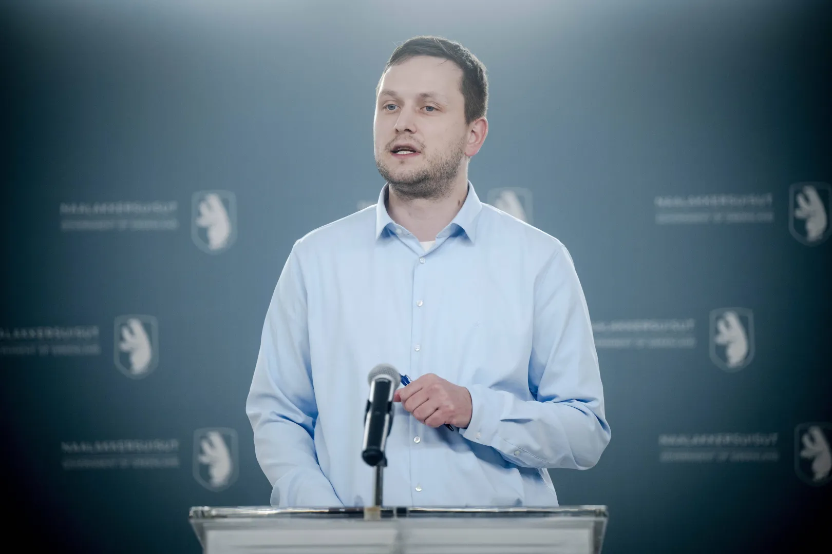 Premier Grenlandii Jens-Frederik Nielsen. Fot. PAP/EPA/OSCAR SCOTT CARL DENMARK