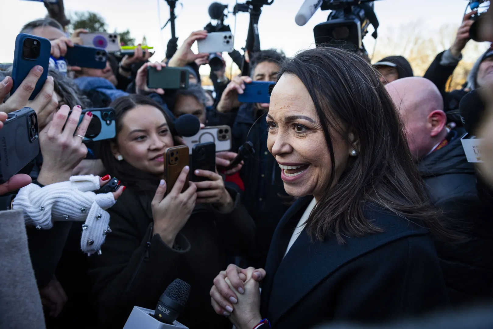 Maria Corina Machado po spotkaniu z Donaldem Trumpem Fot. PAP/EPA/JIM LO SCALZO