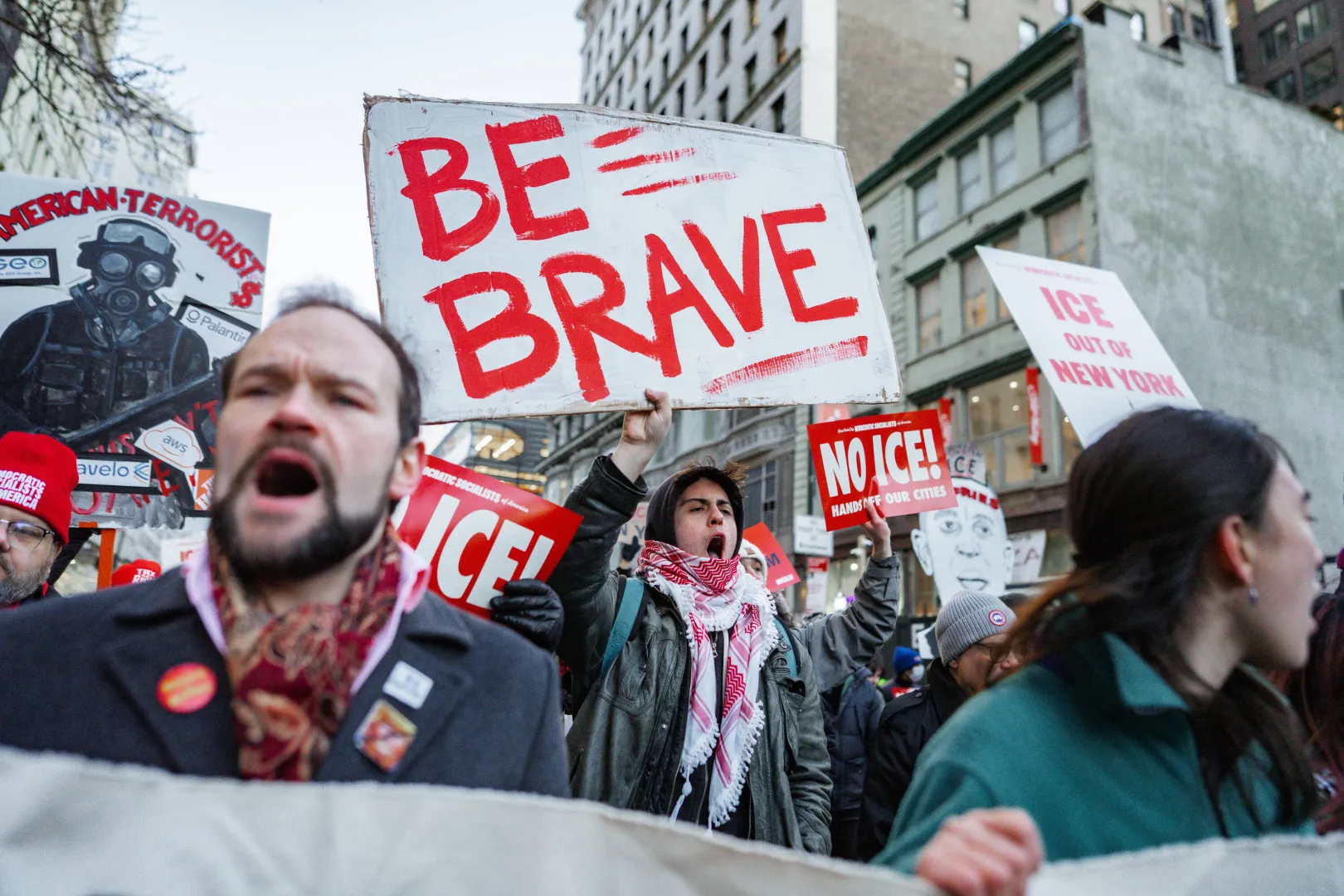 Protest przeciwko agentom ICE w Minneapolis, fot. PAP/EPA/OLGA FEDOROVA