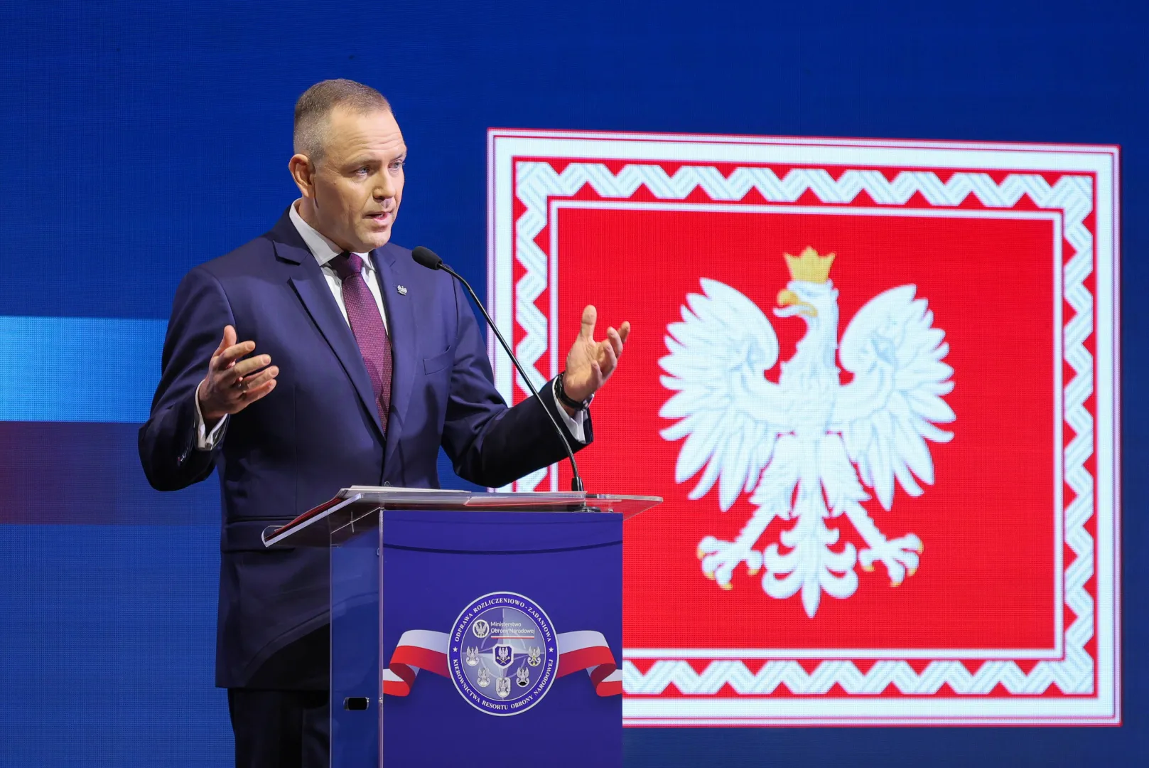  Prezydent RP Karol Nawrocki przemawia podczas odprawy kierowniczej kadry MON i Sił Zbrojnych RP. Fot.  PAP/Paweł Supernak