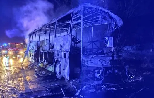 Wrak spalonego autobusu Fot. Facebook/Polícia Slovenskej republiky