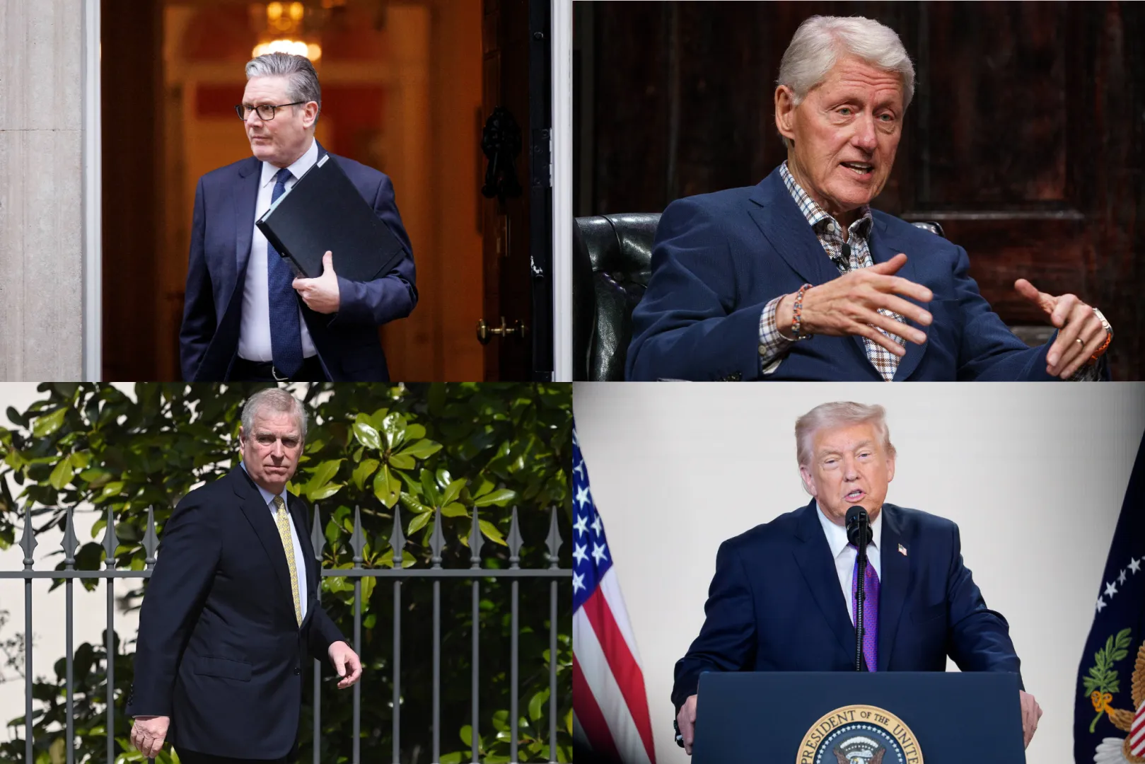 Keir Starmer, Bill Clinton, Andrew Mountbatten-Windsor, Donald Trump. Fot. EPA/TOLGA AKMEN/WILL OLIVER/NEIL HALL/AARON SCHWARTZ / POOL