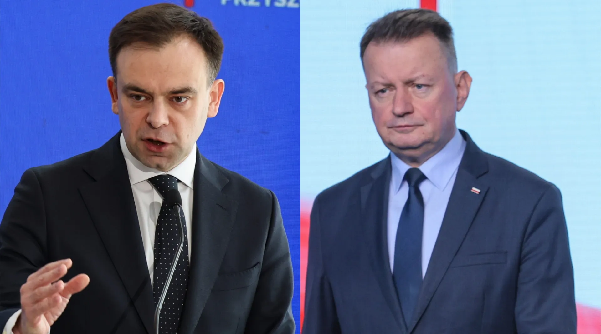 Minister finansów Andrzej Domański i poseł PiS Mariusz Błaszczak. Fot. PAP/Albert Zawada/Rafał Guz