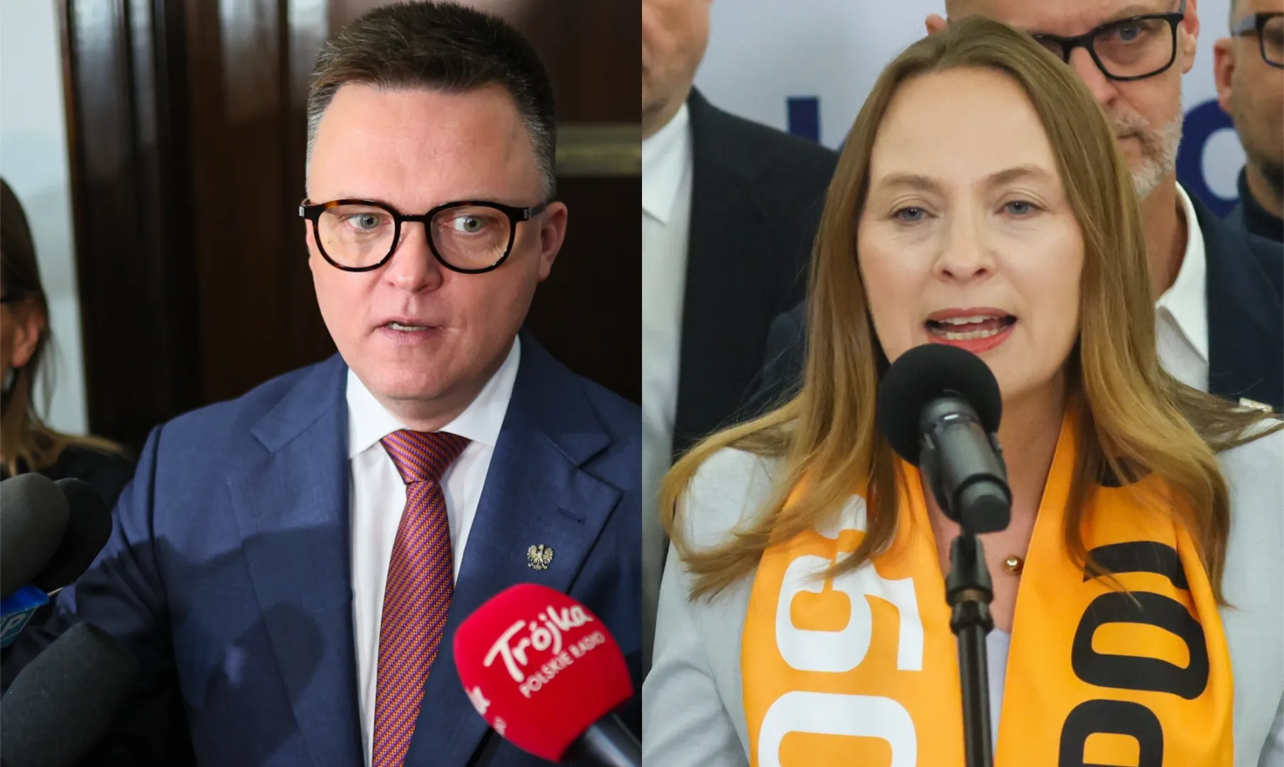 Wicemarszałek Sejmu Szymon Hołownia i przewodnicząca partii Polska 2050, minister funduszy i polityki regionalnej Katarzyna Pełczyńska-Nałęcz. Fot. PAP/Leszek Szymański