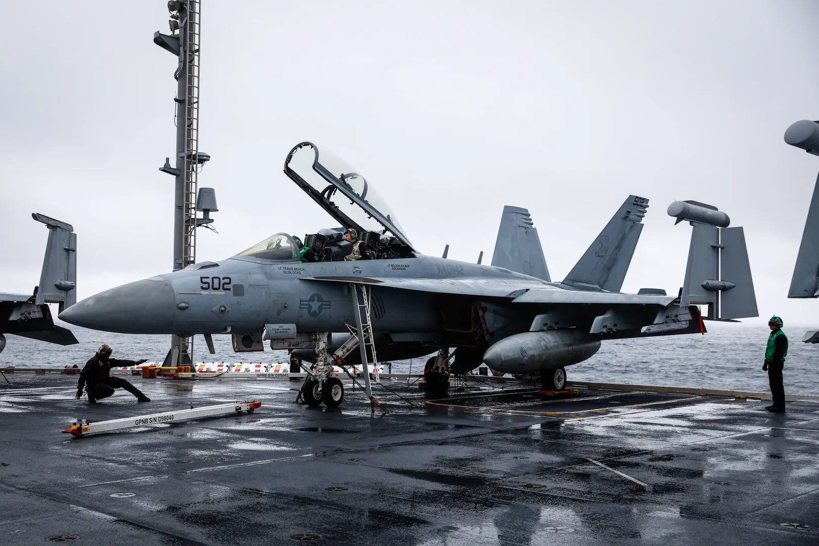 Myśliwiec F-18 na pokładzie USS Gerald R. Ford. Fot. EPA/STEPHANIE LECOCQ