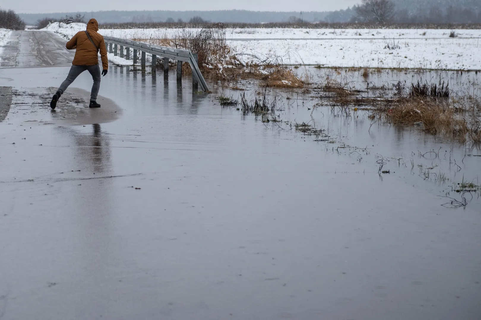  Roztopy w pobliżu rozlewiska rzeki Wieprz w Pełczynie. Fot. PAP/Wojtek Jargiło