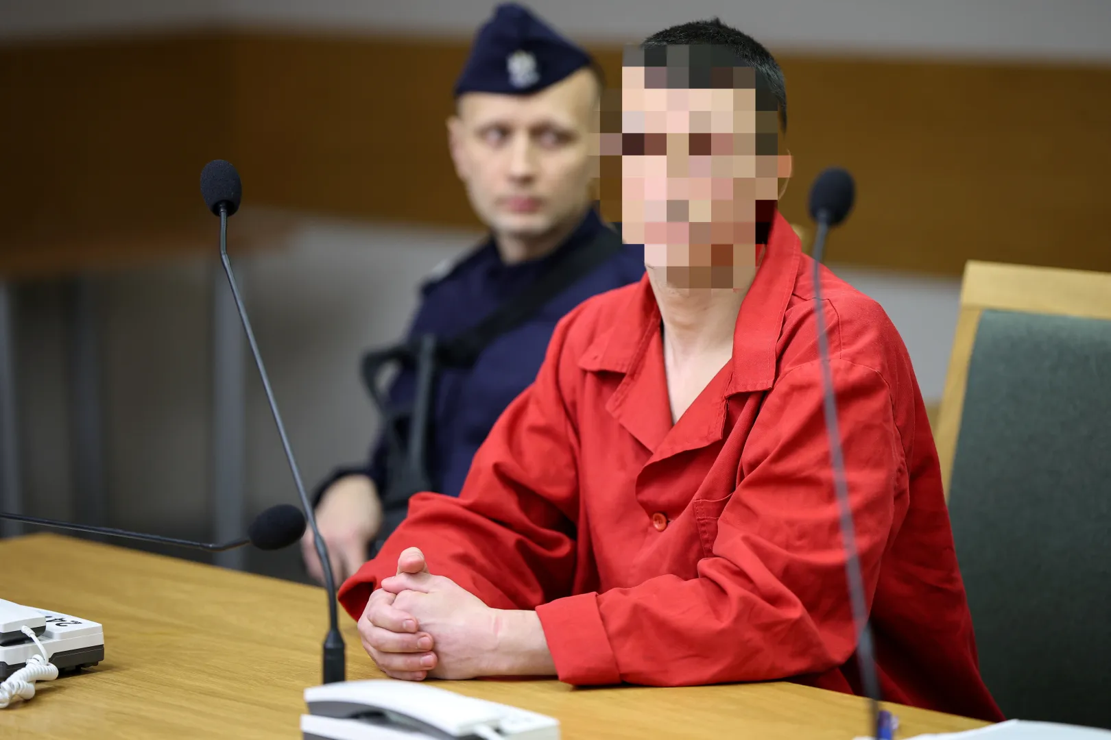  Kraków, 14.02.2025. Oskarżony Andriej G. (P) na sali rozpraw Sądu Okręgowego w Krakowie. Fot. PAP/Łukasz Gągulski 