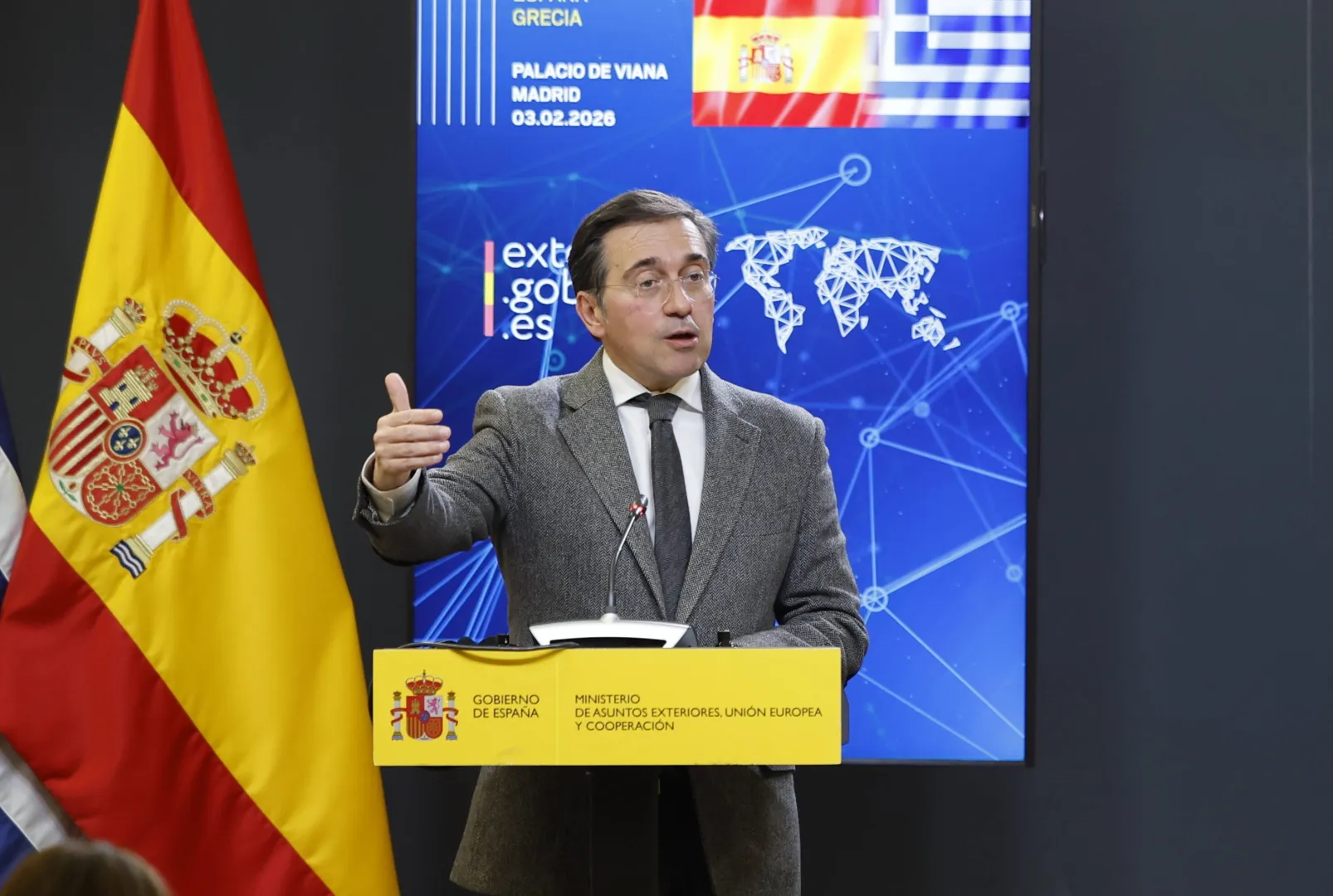 Szef hiszpańskiej dyplomacji Jose Manuel Albares. Fot. PAP/EPA/Mariscal