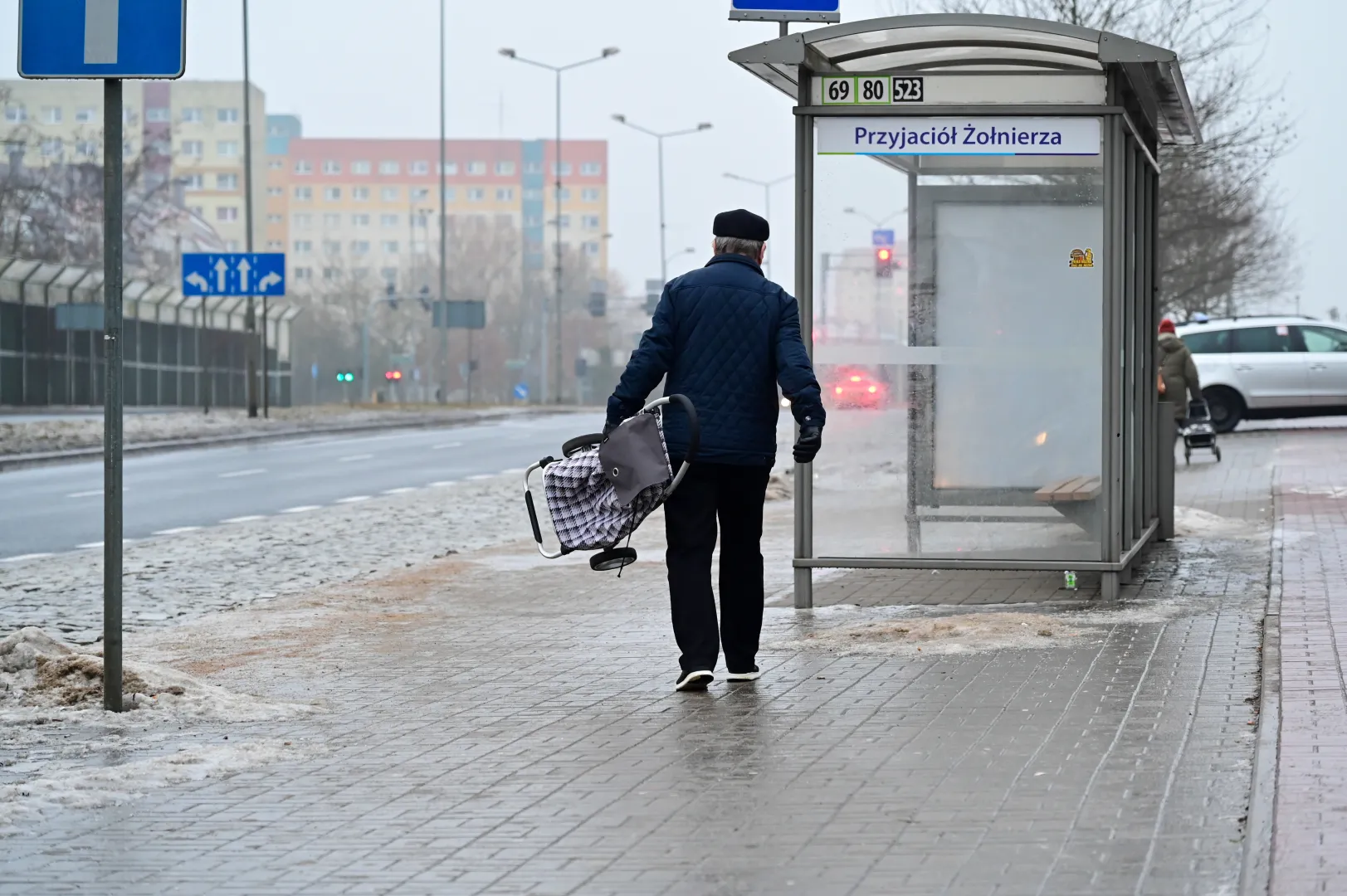 Gołoledź w Szczecinie Fot. PAP/Marcin Bielecki