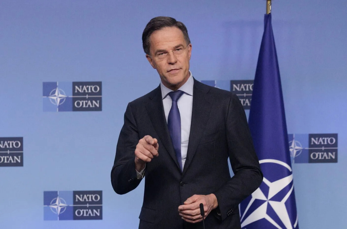 Sekretarz generalny NATO Mark Rutte w Brukseli. Fot. PAP/EPA/OLIVIER MATTHYS
