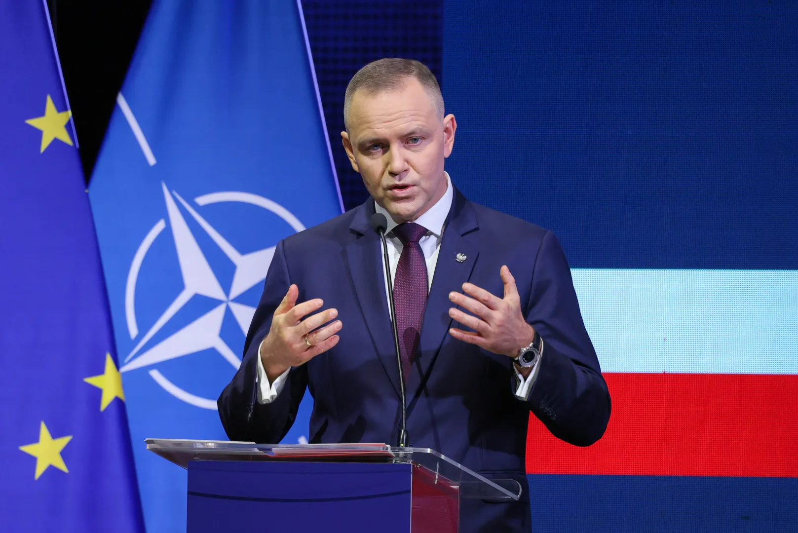 Выступление президента Польши Кароля Навроцкого на совещании военных командиров в Варшавской цитадели. Fot. PAP/Paweł Supernak