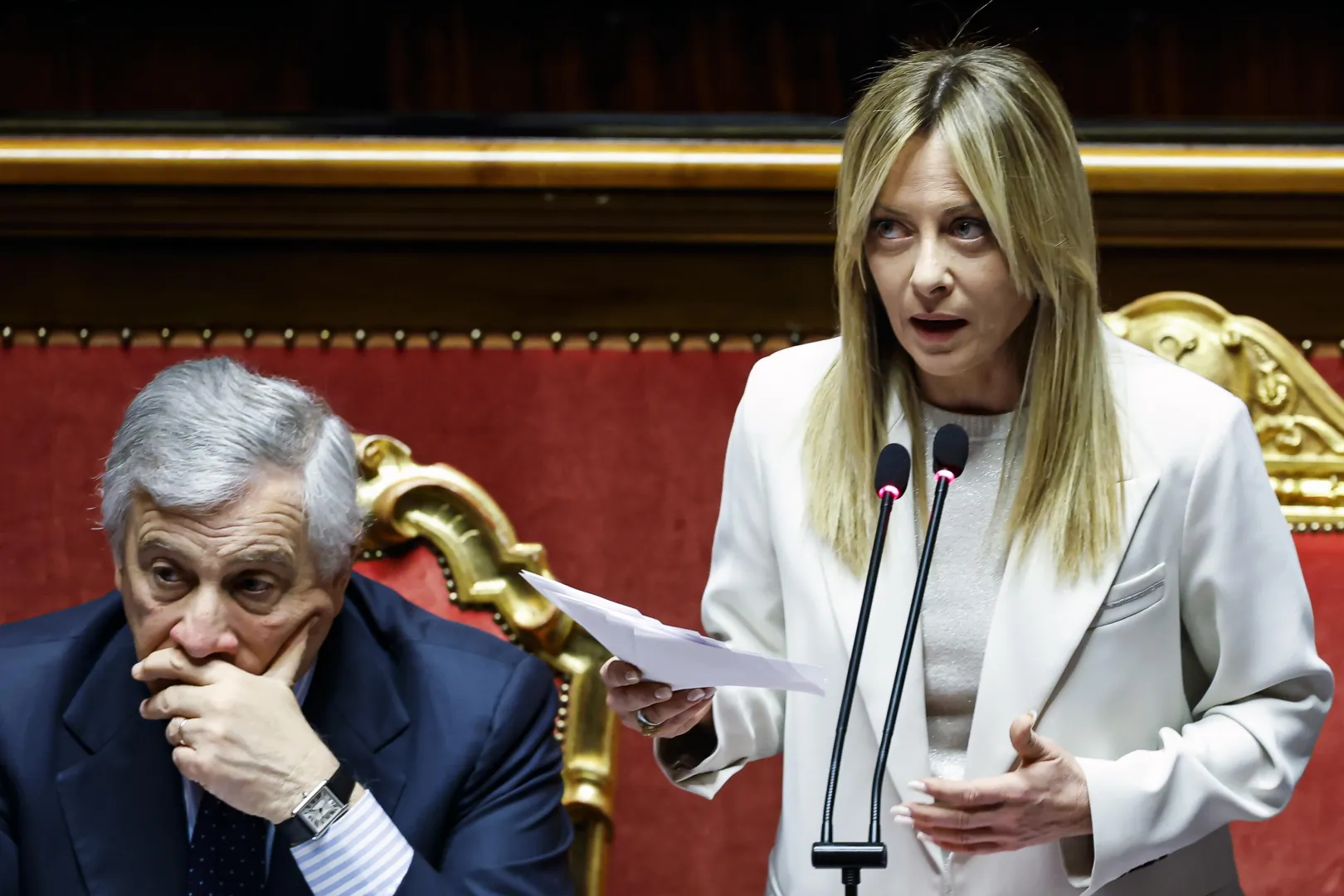 Premier Włoch Giorgia Meloni w parlamencie Fot. PAP/EPA/ANGELO CARCONI