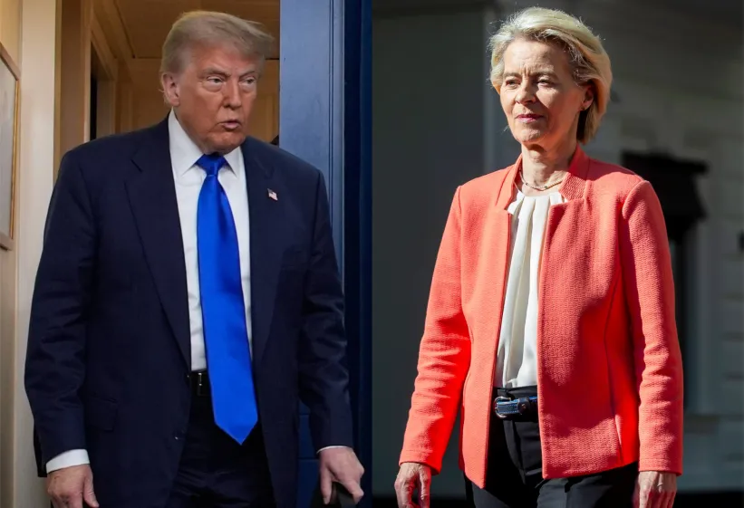 Prezydent USA Donald Trump i przewodnicząca KE Ursula von der Leyen. Fot. PAP/EPA/YURI GRIPAS /DUMITRU DORU/ POOL