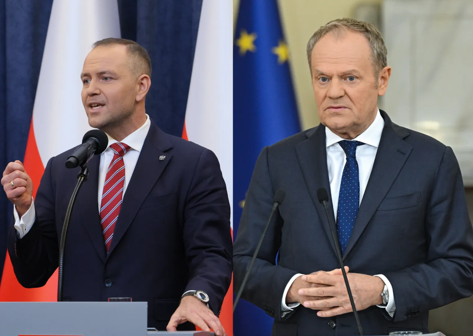 Karol Nawrocki, Donald Tusk. Fot. PAP/Paweł Supernak, Radek Pietruszka