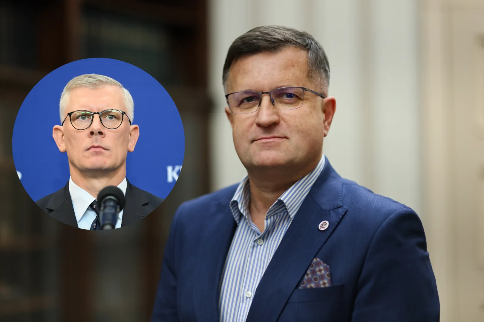 Sławomir Cenckiewicz (L) i gen. bryg. Jarosław Stróżyk. Fot. PAP/Albert Zawada/Radek Pietruszka