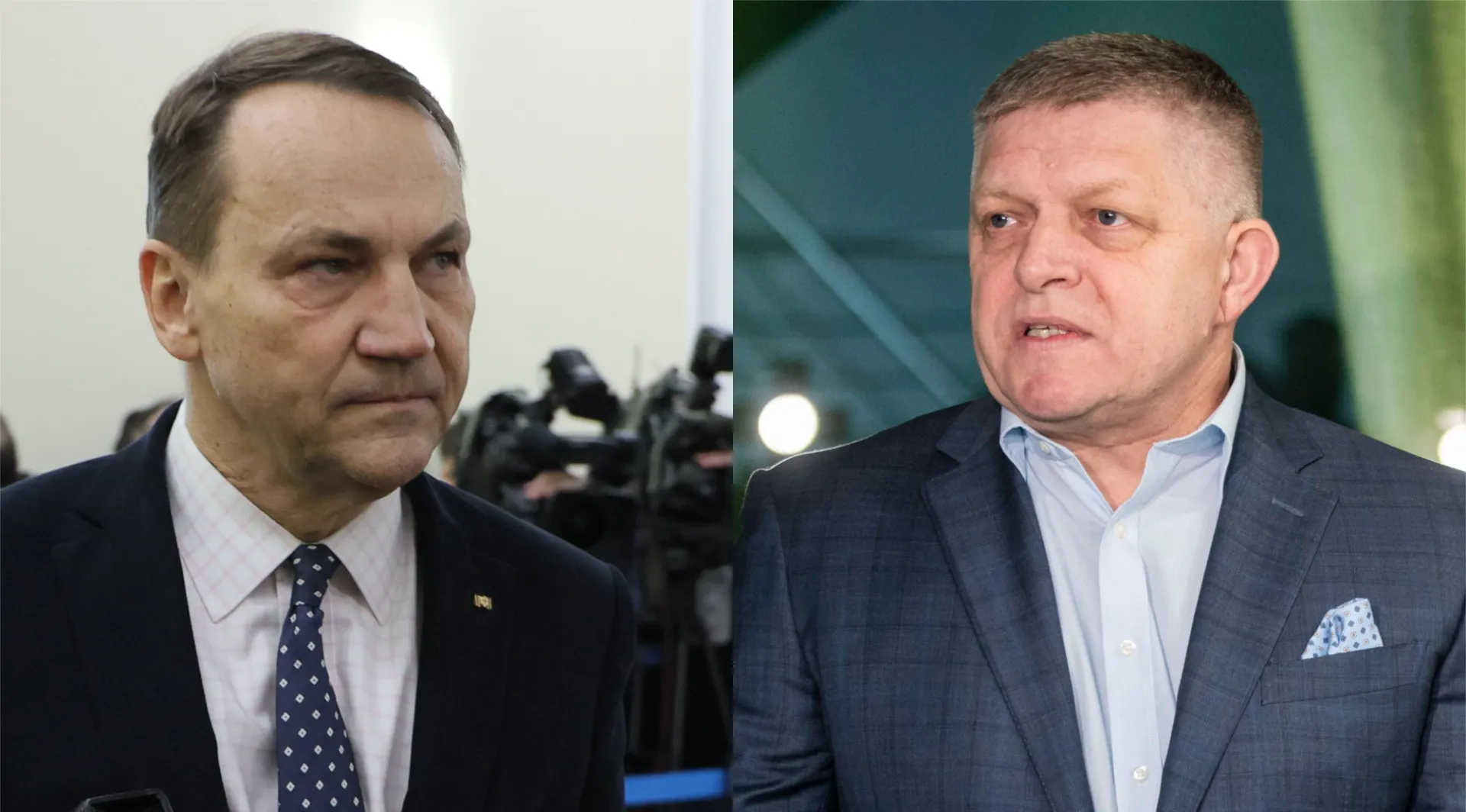 Szef MSZ Radosław Sikorski i premier Robert Fico. Fot. PAP/Paweł Supernak/JAKUB GAVLAK