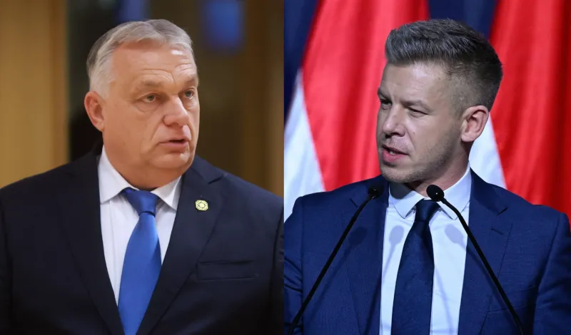 Віктор Орбан і Петер Мадяр. Fot. PAP/EPA/OLIVIER HOSLET,SZILARD KOSZTICSAK