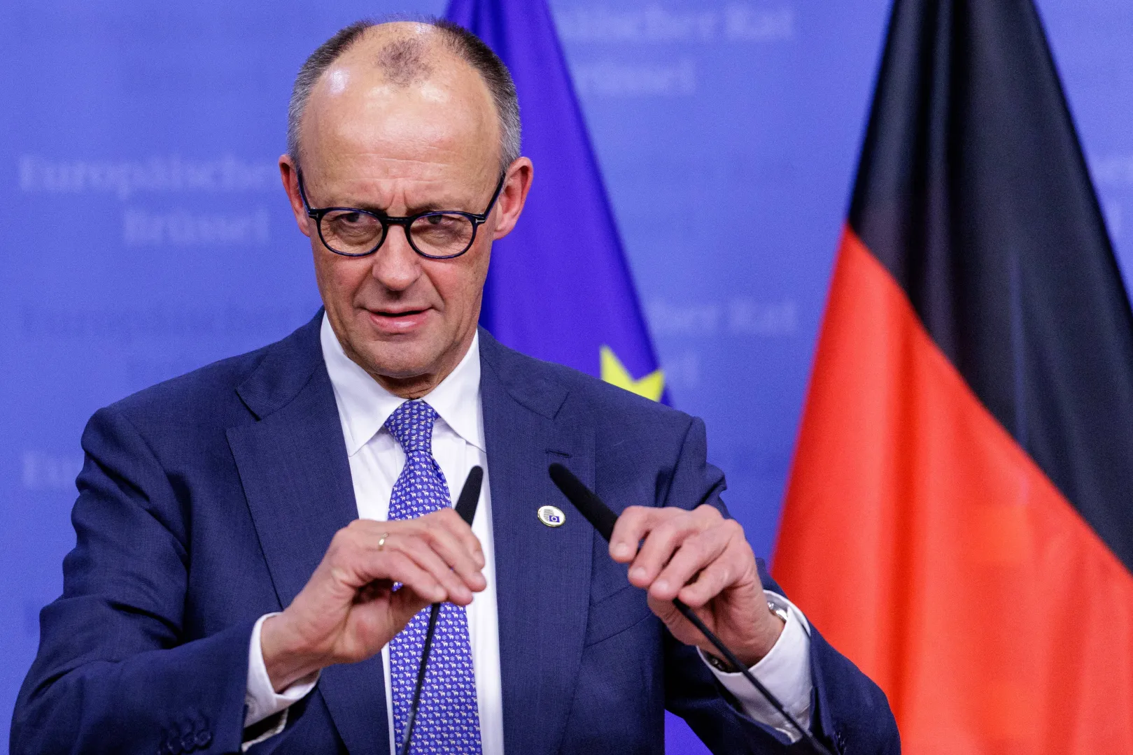 Kanclerz Niemiec Friedrich Merz. Fot. PAP/EPA/OLIVIER MATTHYS