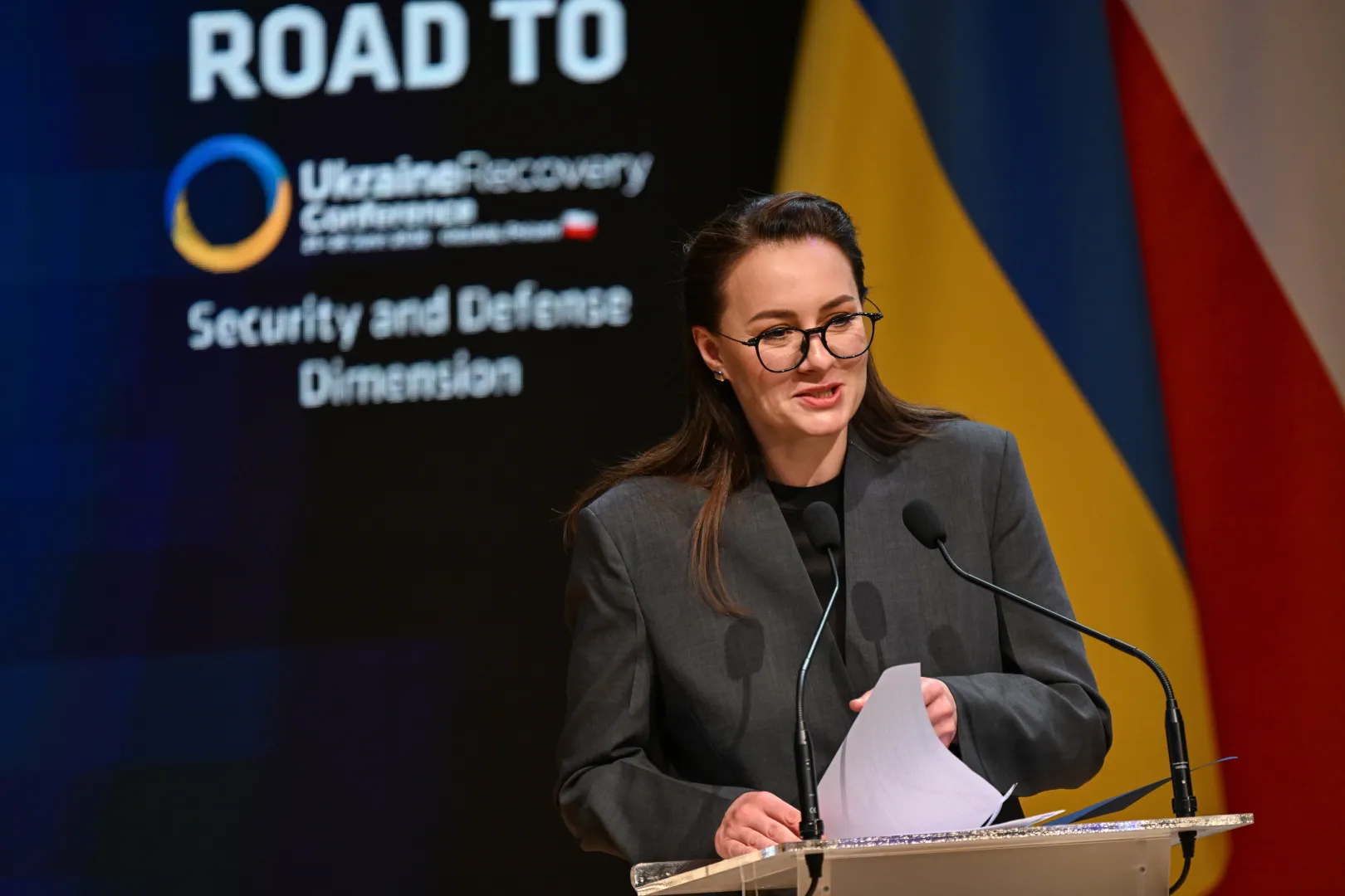 Премьер-министр Украины Юлия Свириденко на конференции в Жешуве "Road to URC (Ukraine Recovery Conference) – Security and Defence Dimension". Fot. PAP/Darek Delmanowicz