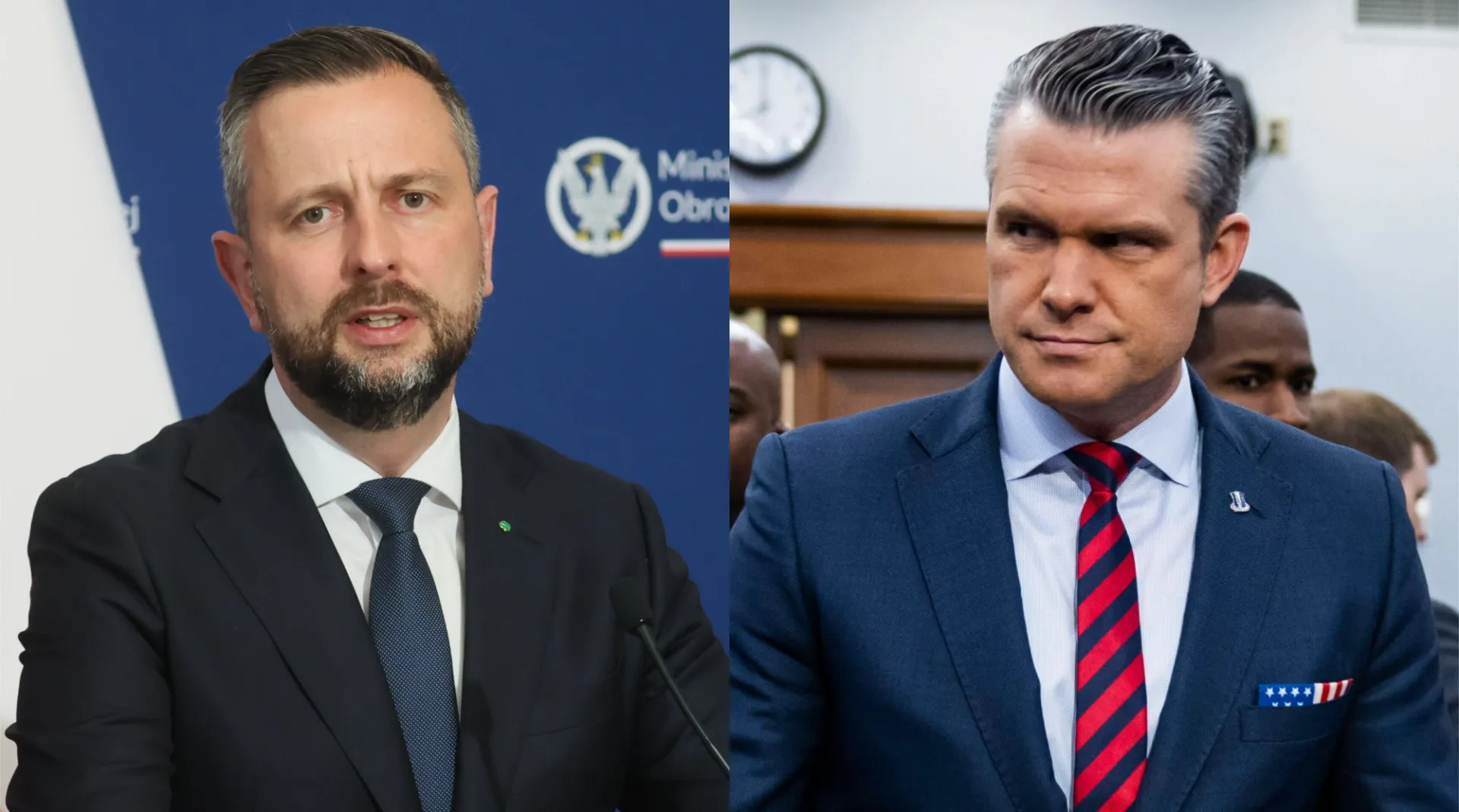 Szef MON Władysław Kamysz i szef Pentagonu Pet Hegseth. Fot. PAP/EPA/JIM LO SCALZO