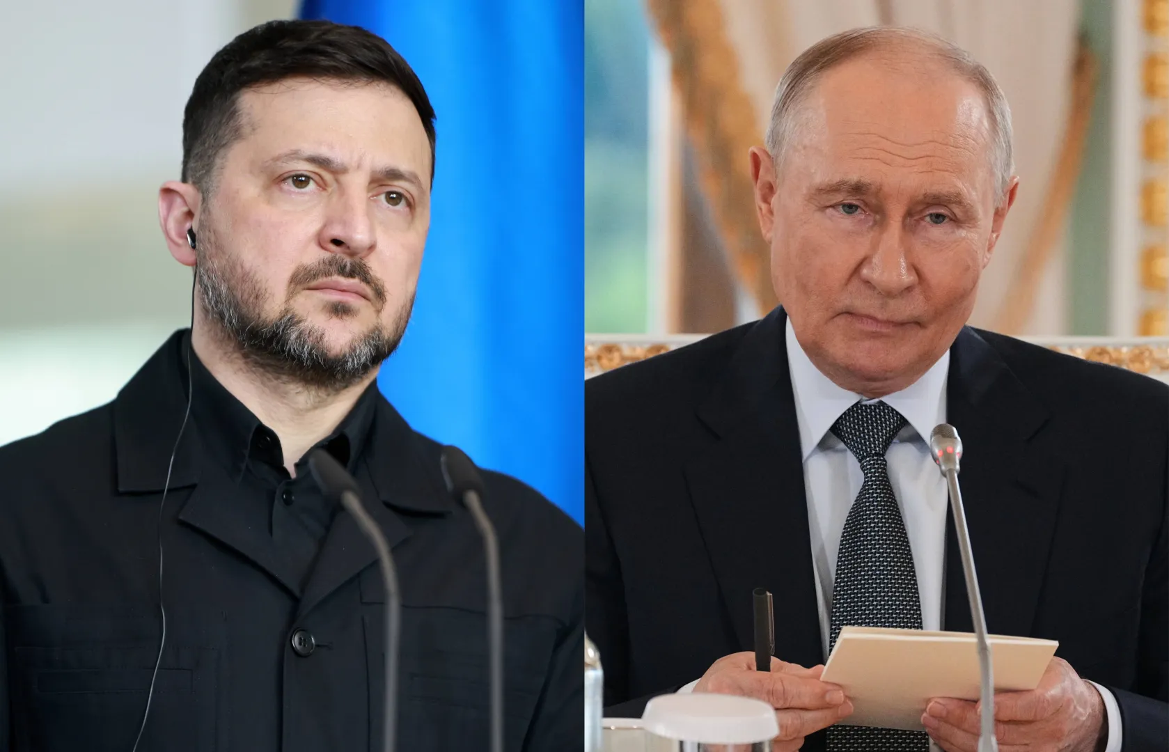 Wołodymyr Zełenski i Władimir Putin Fot. PAP/EPA/CLEMENS BILAN//DMITRI LOVETSKY/AP POOL
