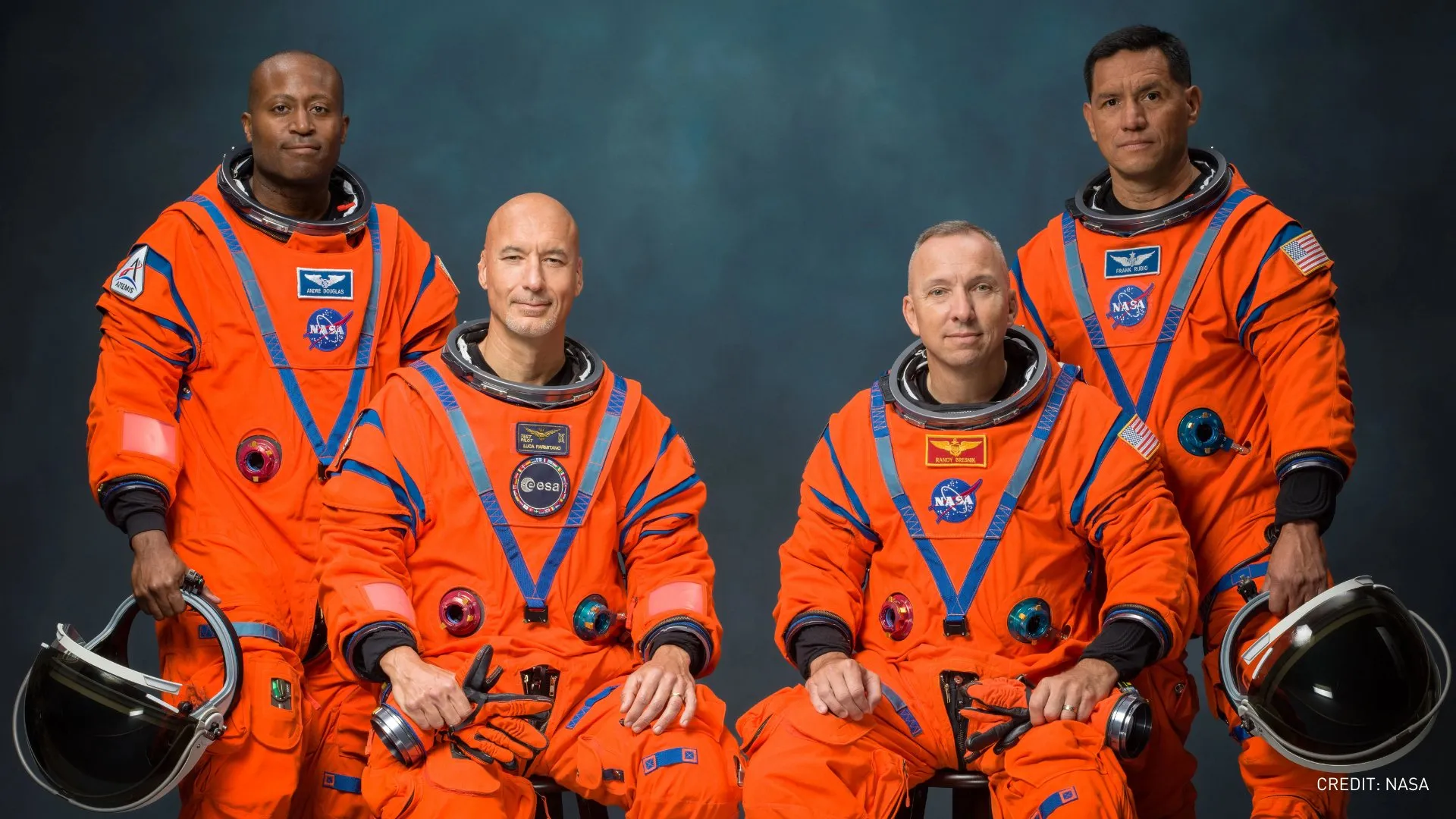 Od lewej: Andre Douglas, Luca Parmitano, Randy "Komrade" Bresnik i Frank Rubio, fot. NASA