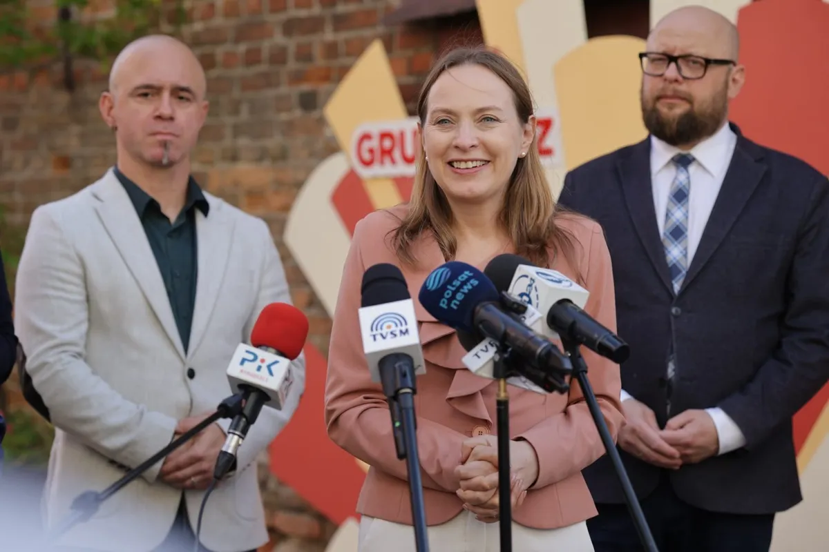 Minister funduszy i polityki regionalnej Katarzyna Pełczyńska-Nałęcz na konferencji prasowej w Grudziądzu. Fot.  Ministerstwo Funduszy i Polityki Regionalnej 