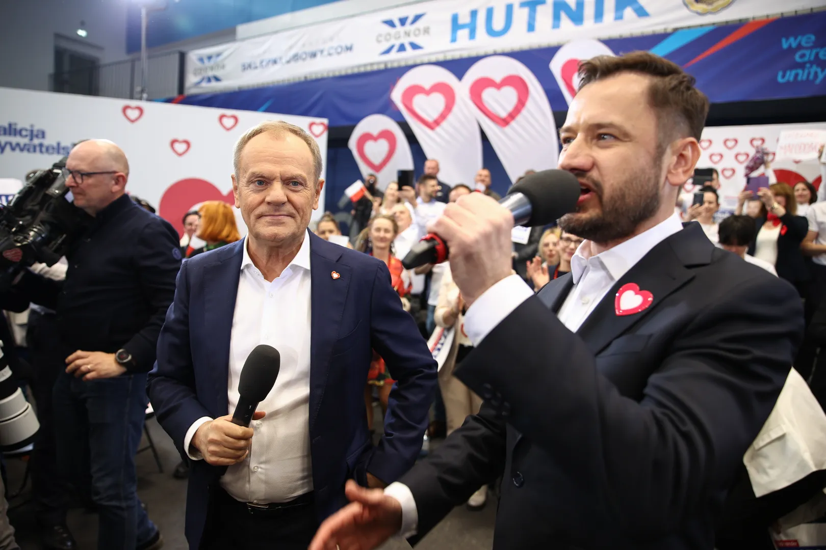 Premier Donald Tusk i Aleksander Miszalski. Fot. PAP/Łukasz Gągulski