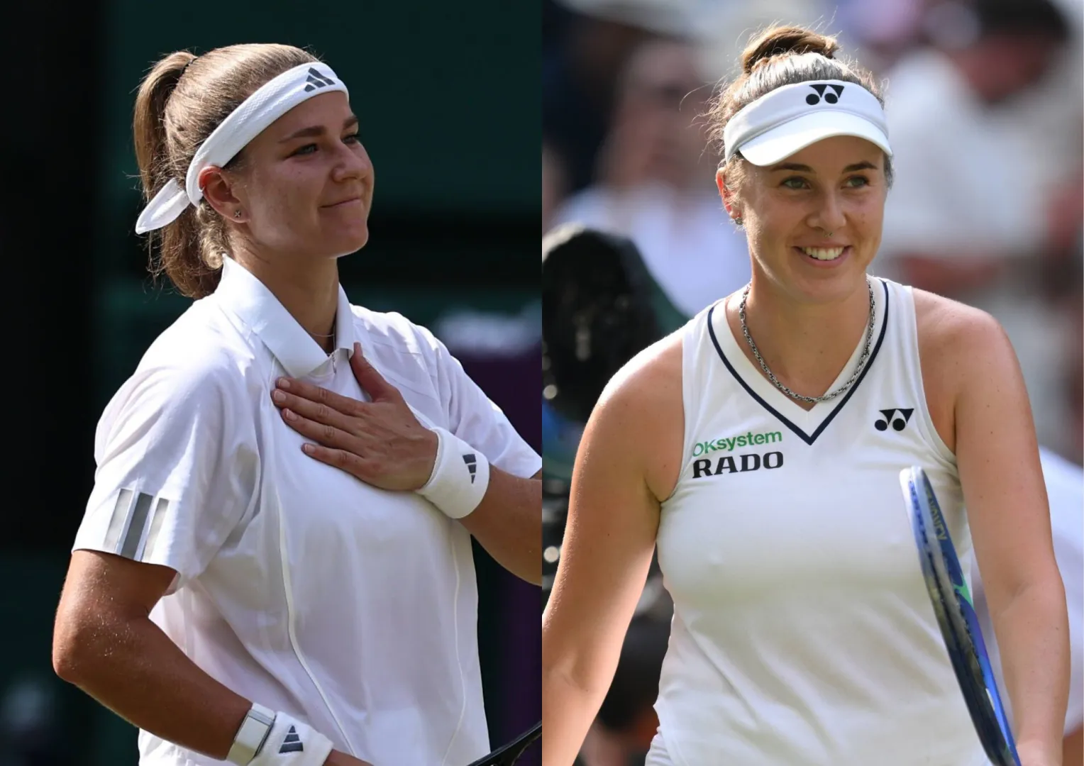 Karolina Muchova; Linda Noskova. Fot. PAP/EPA/NEIL HALL/DANIEL HAMBURY