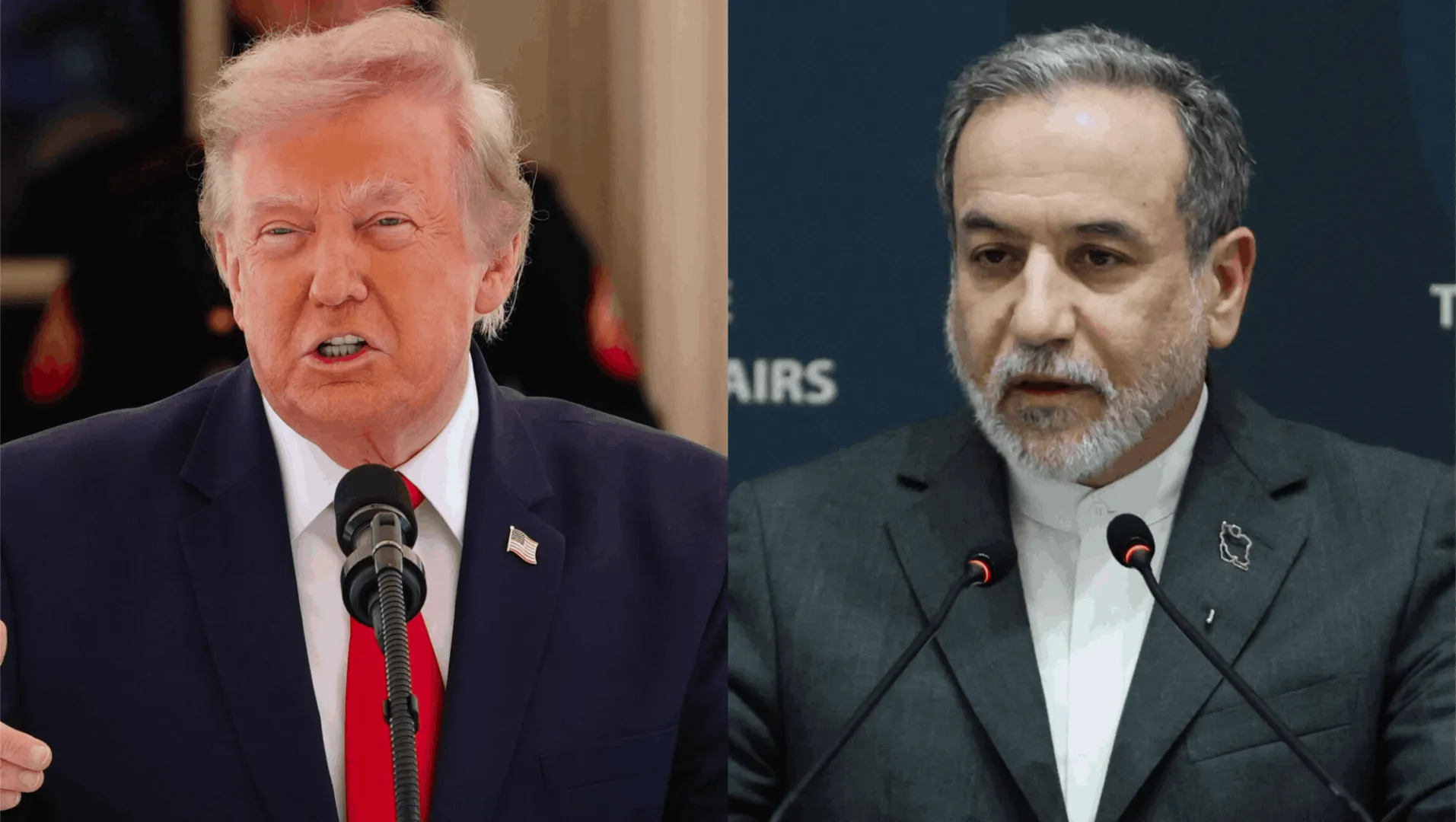 Prezydent USA Donald Trump i szef dyplomacji Iranu Abbas Aragczi. Fot. PAP/EPA/Aaron Schwartz / POOL/ERDEM SAHIN