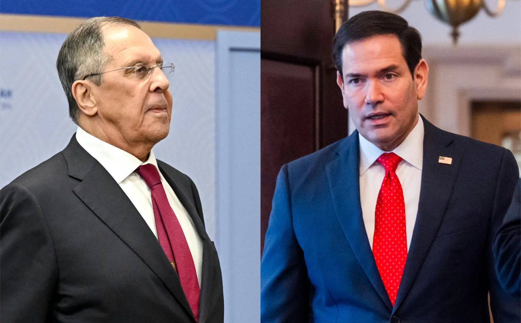 Szef MSZ Rosji Siergiej Ławrow i sekretarz stanu USA Marco Rubio. Fot. PAP/EPA/JIM LO SCALZO/SERGEY BOBYLEV / SPUTNIK / KREMLIN POOL
