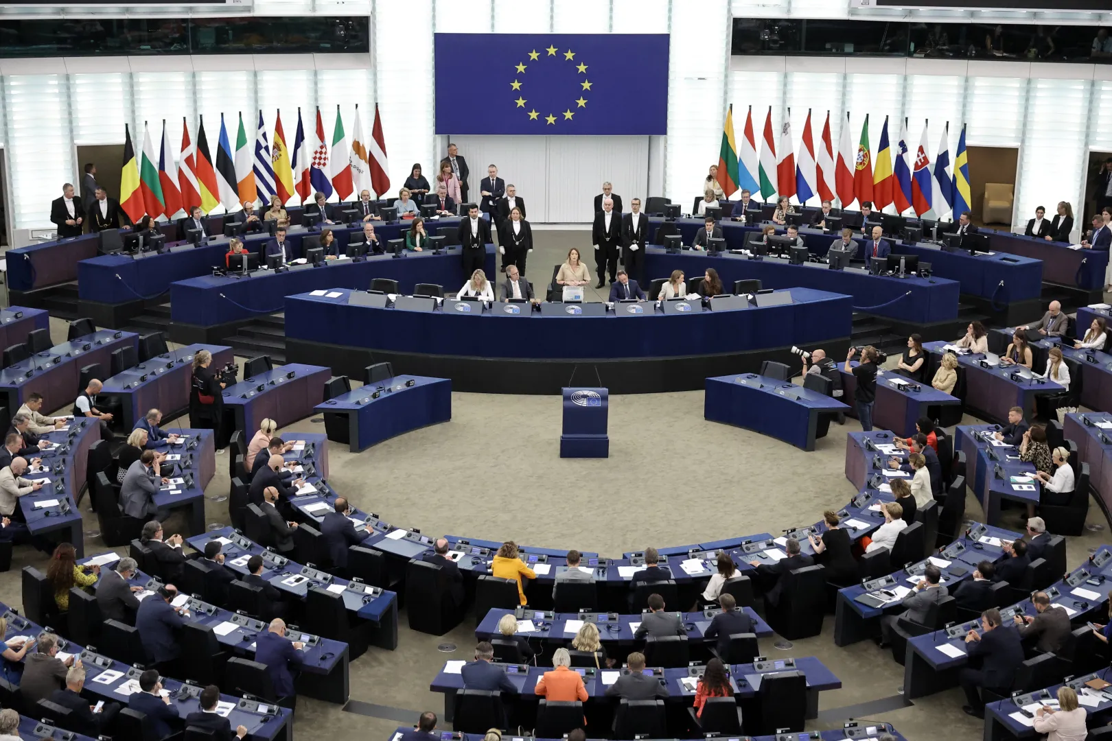 Пленарный зал Европарламента. Fot. PAP/EPA/CHRISTOPHE PETIT TESSON
