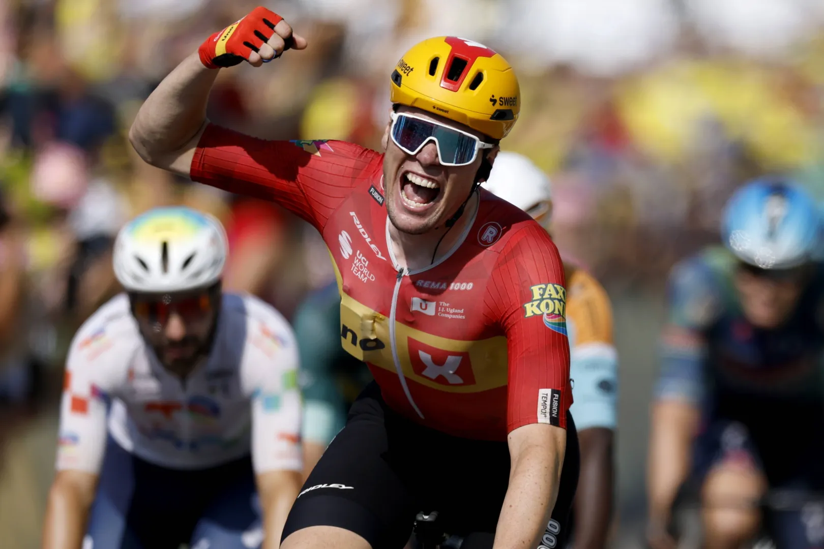 Soren Waerenskjold zwycięzcą 11. etapu wyścigu Tour de France. Fot. PAP/EPA/YOAN VALAT